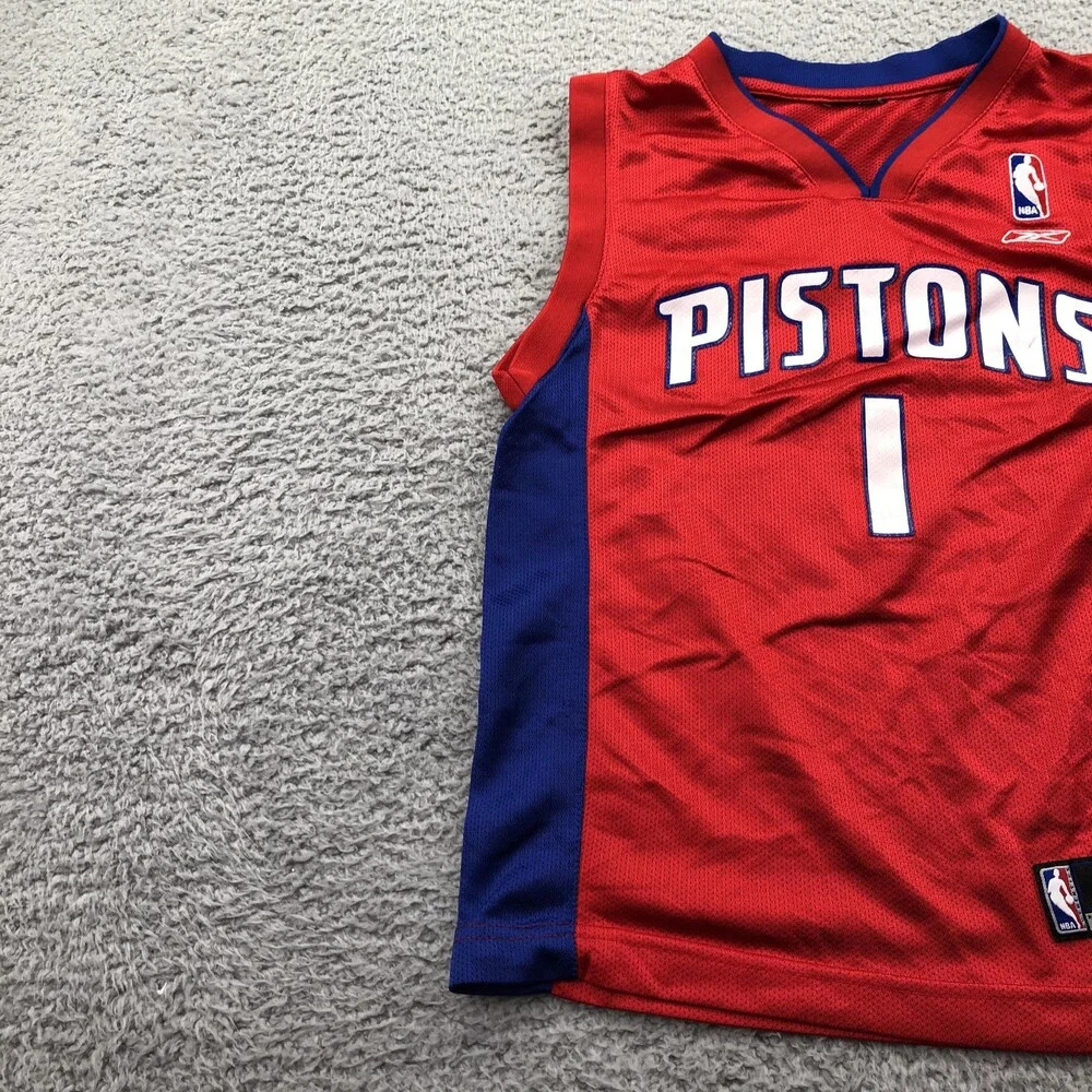 Detroit Pistons Jersey Boys Small Red NBA Basketball Reebok Chauncey Billups 1